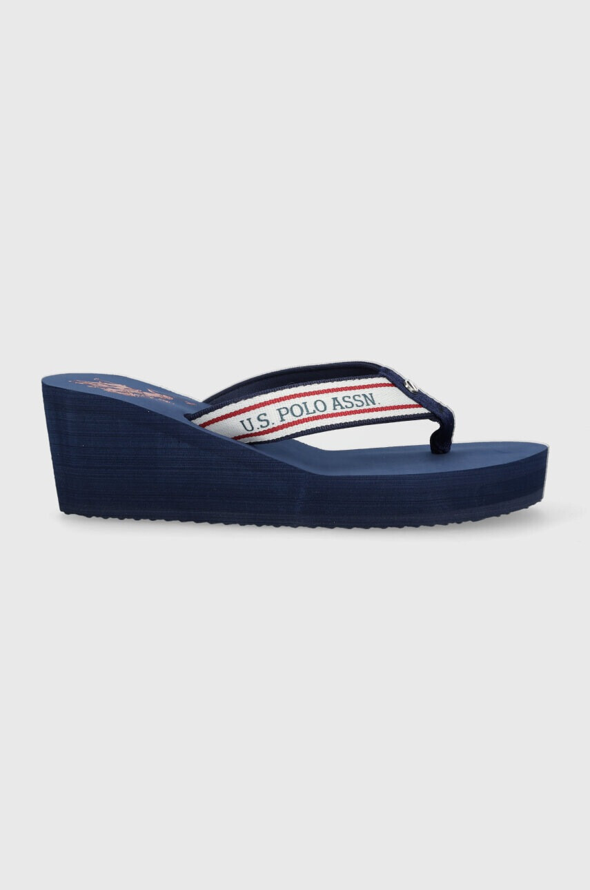 U.S. Polo Assn. Джапанки CHANY в тъмносиньо със скосена платформа CHANY003D - Pepit.bg