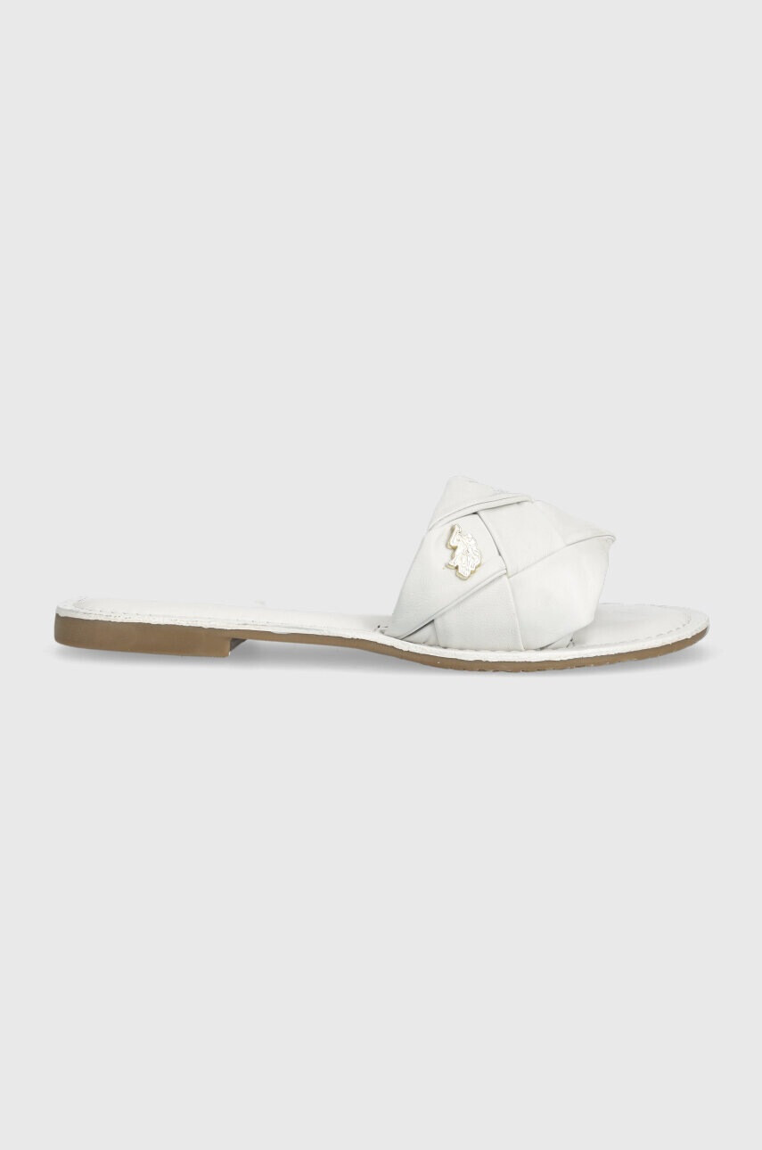 U.S. Polo Assn. Кожени чехли LINDA в бяло LINDA003D - Pepit.bg