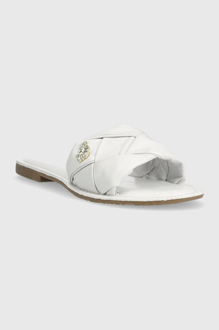 U.S. Polo Assn. Кожени чехли LINDA в бяло LINDA003D - Pepit.bg