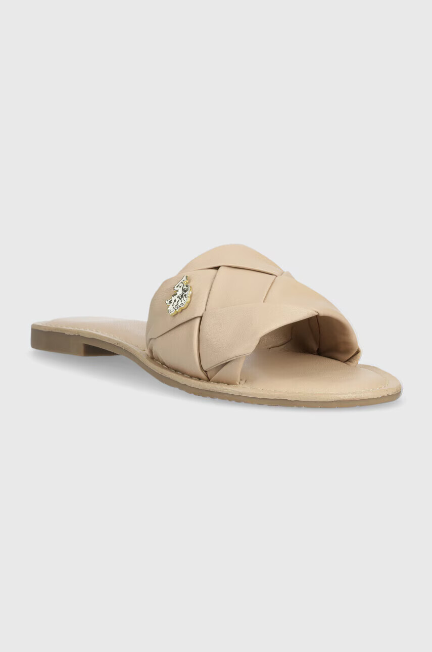 U.S. Polo Assn. Кожени чехли LINDA в бежово LINDA003D - Pepit.bg