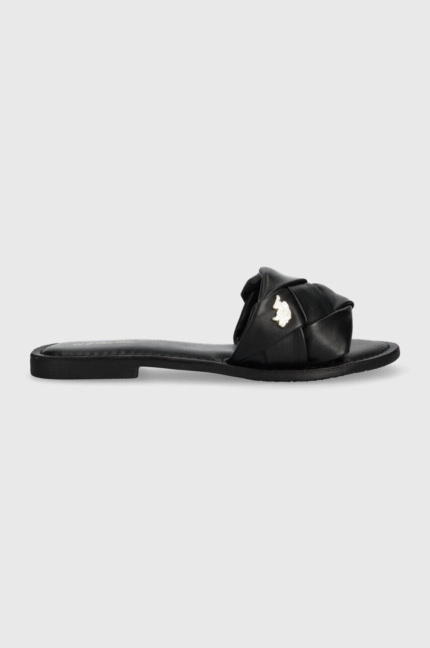 U.S. Polo Assn. Кожени чехли LINDA в черно LINDA003D - Pepit.bg