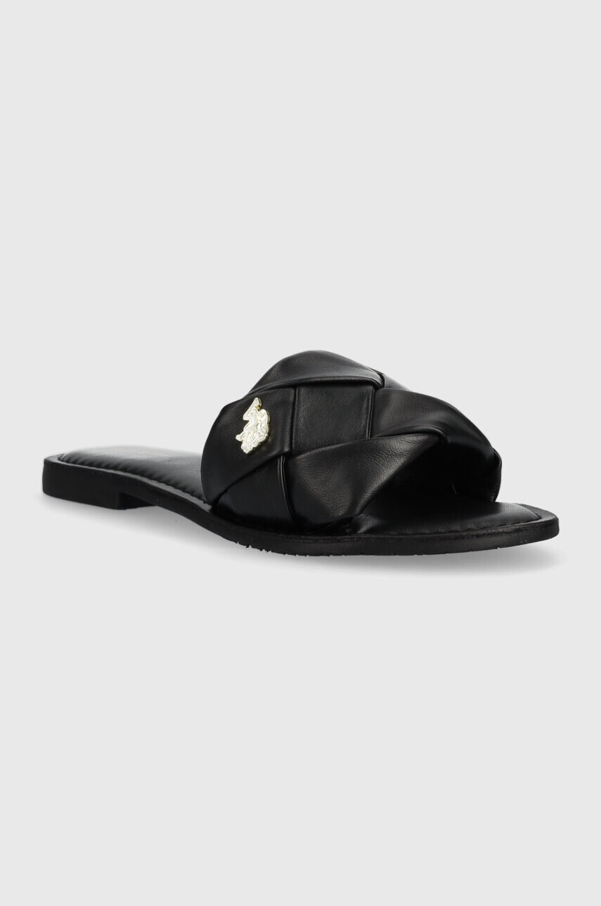 U.S. Polo Assn. Кожени чехли LINDA в черно LINDA003D - Pepit.bg