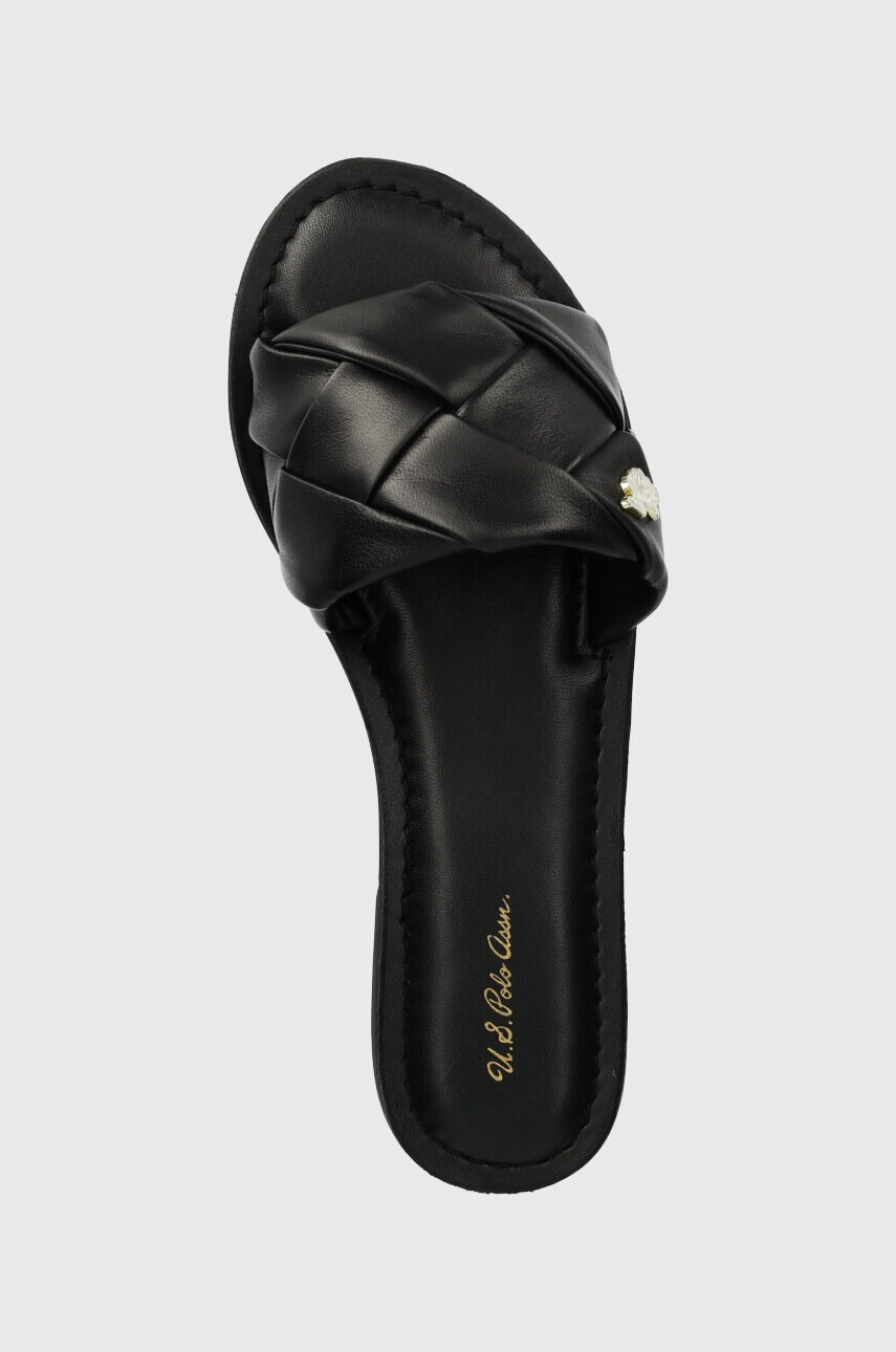 U.S. Polo Assn. Кожени чехли LINDA в черно LINDA003D - Pepit.bg