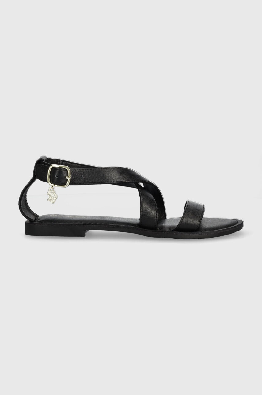 U.S. Polo Assn. Кожени сандали LINDA в черно LINDA001D - Pepit.bg