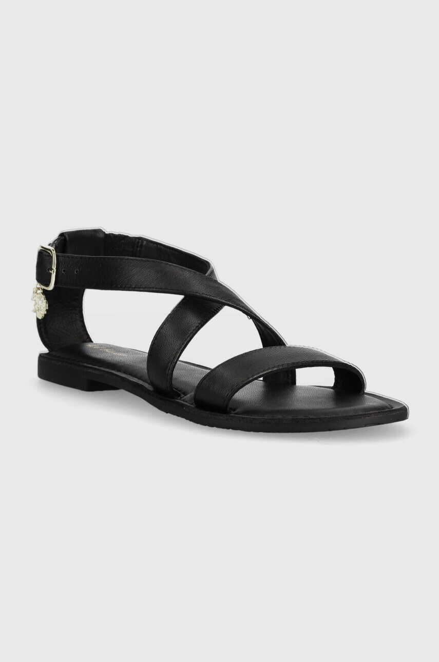 U.S. Polo Assn. Кожени сандали LINDA в черно LINDA001D - Pepit.bg