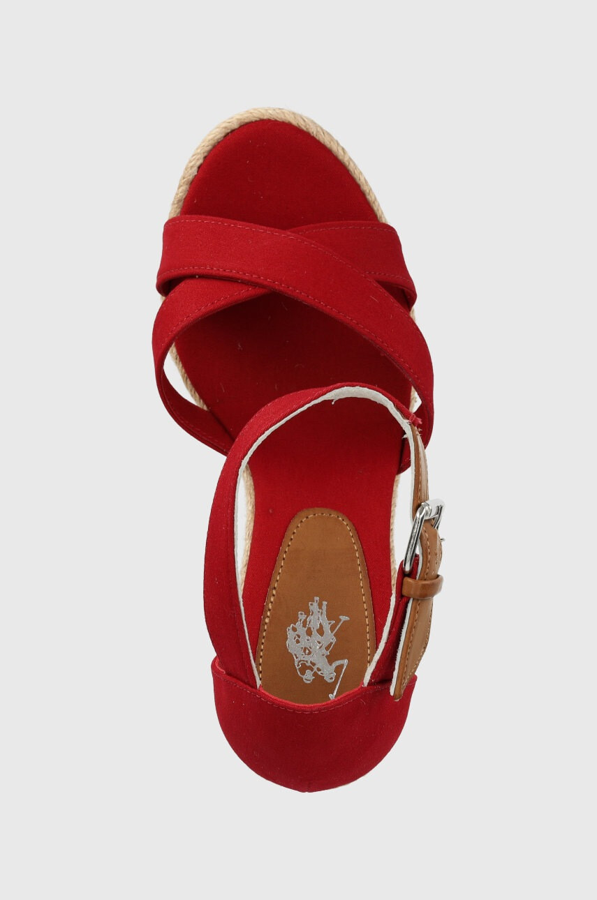 U.S. Polo Assn. Сандали в червено със скосена платформа - Pepit.bg