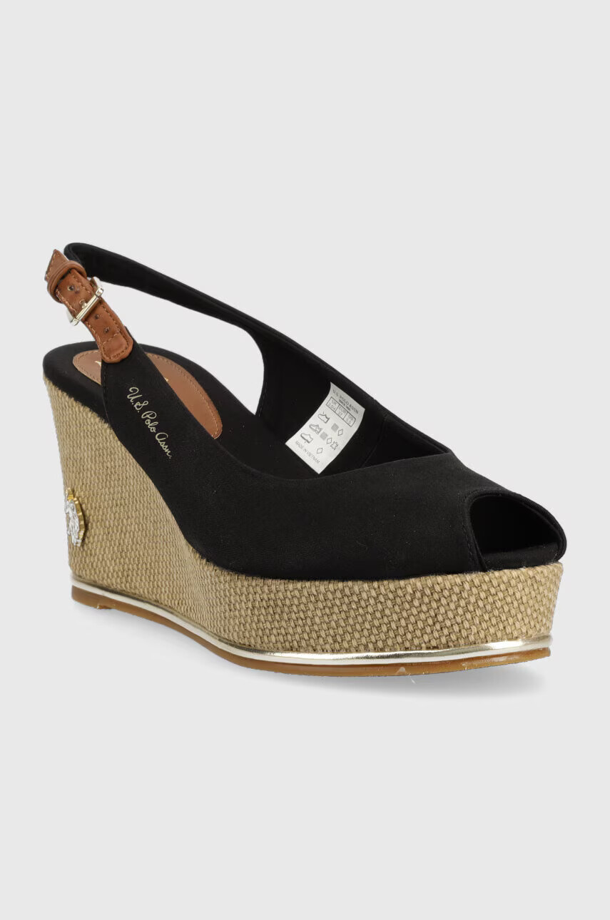 U.S. Polo Assn. Сандали Alyssa в черно със скосена платформа ALYSSA016D - Pepit.bg