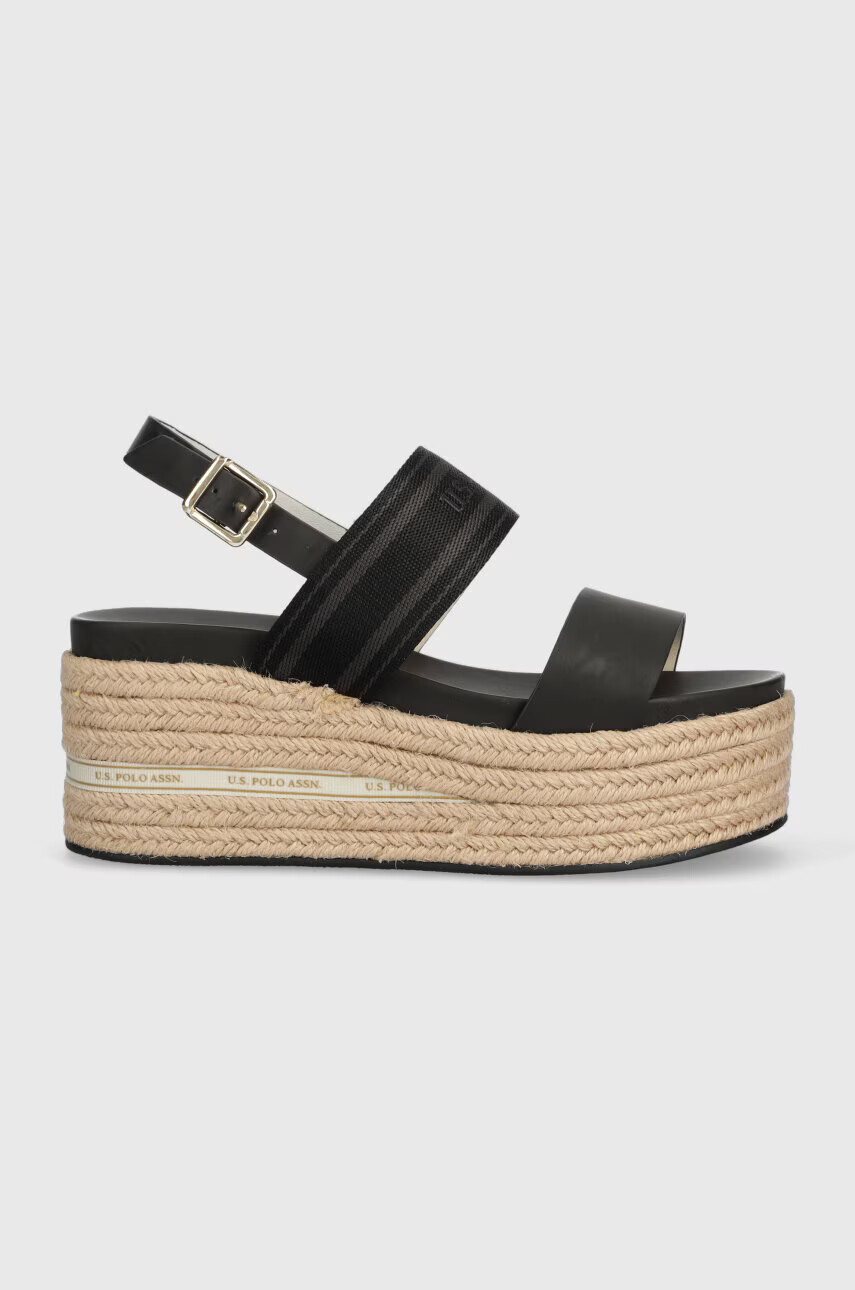 U.S. Polo Assn. Сандали LOREN в черно със скосена платформа LOREN006D - Pepit.bg