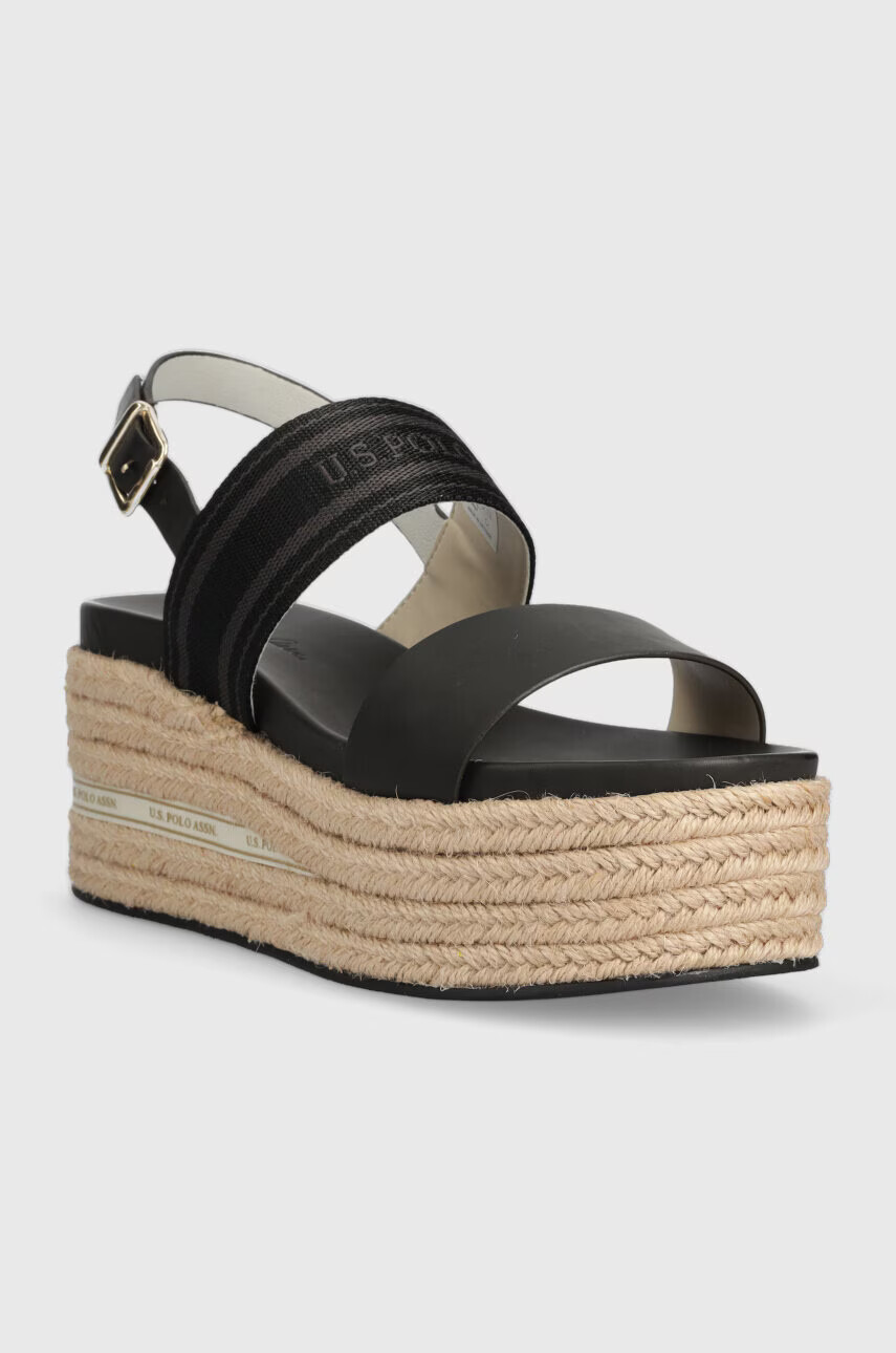 U.S. Polo Assn. Сандали LOREN в черно със скосена платформа LOREN006D - Pepit.bg