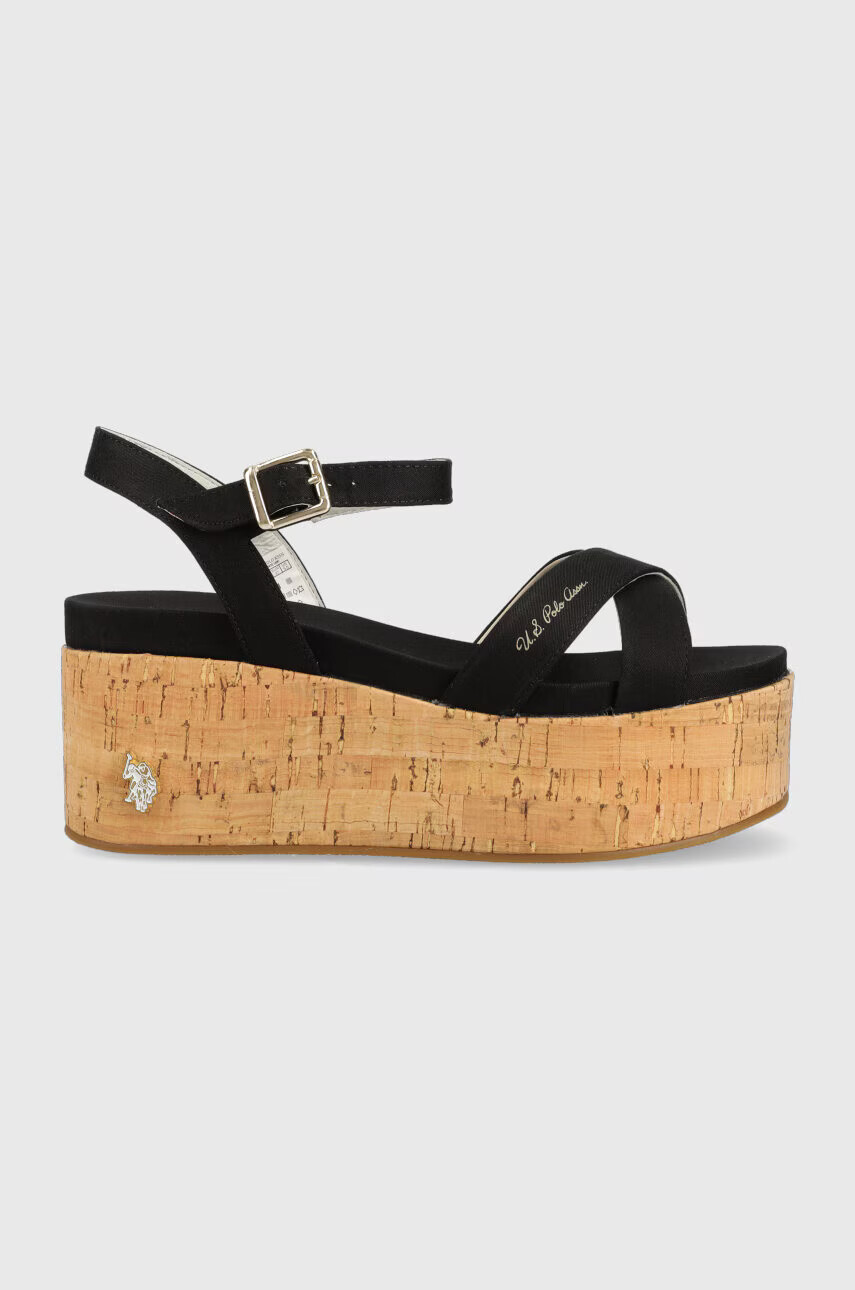 U.S. Polo Assn. Сандали LOREN в черно със скосена платформа LOREN002D - Pepit.bg