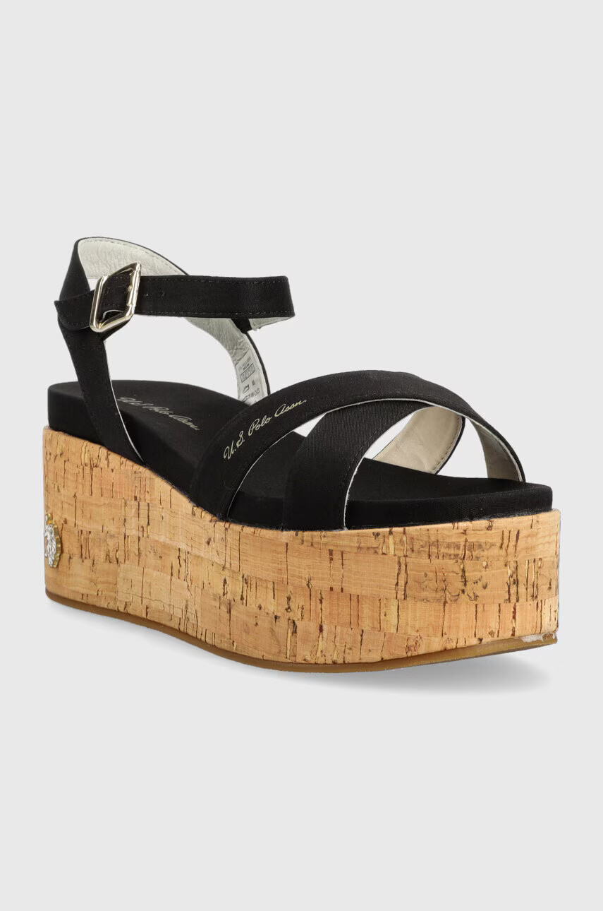 U.S. Polo Assn. Сандали LOREN в черно със скосена платформа LOREN002D - Pepit.bg
