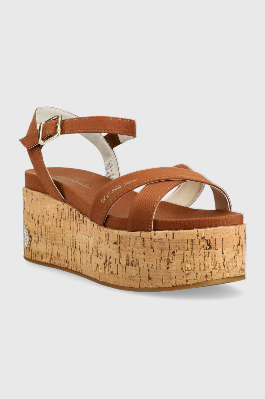 U.S. Polo Assn. Сандали LOREN в кафяво със скосена платформа LOREN002D - Pepit.bg