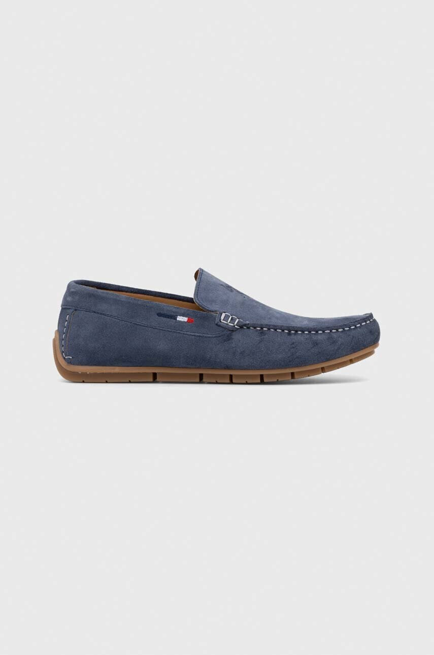 U.S. Polo Assn. Велурени мокасини RIVER в тъмносиньо - Pepit.bg