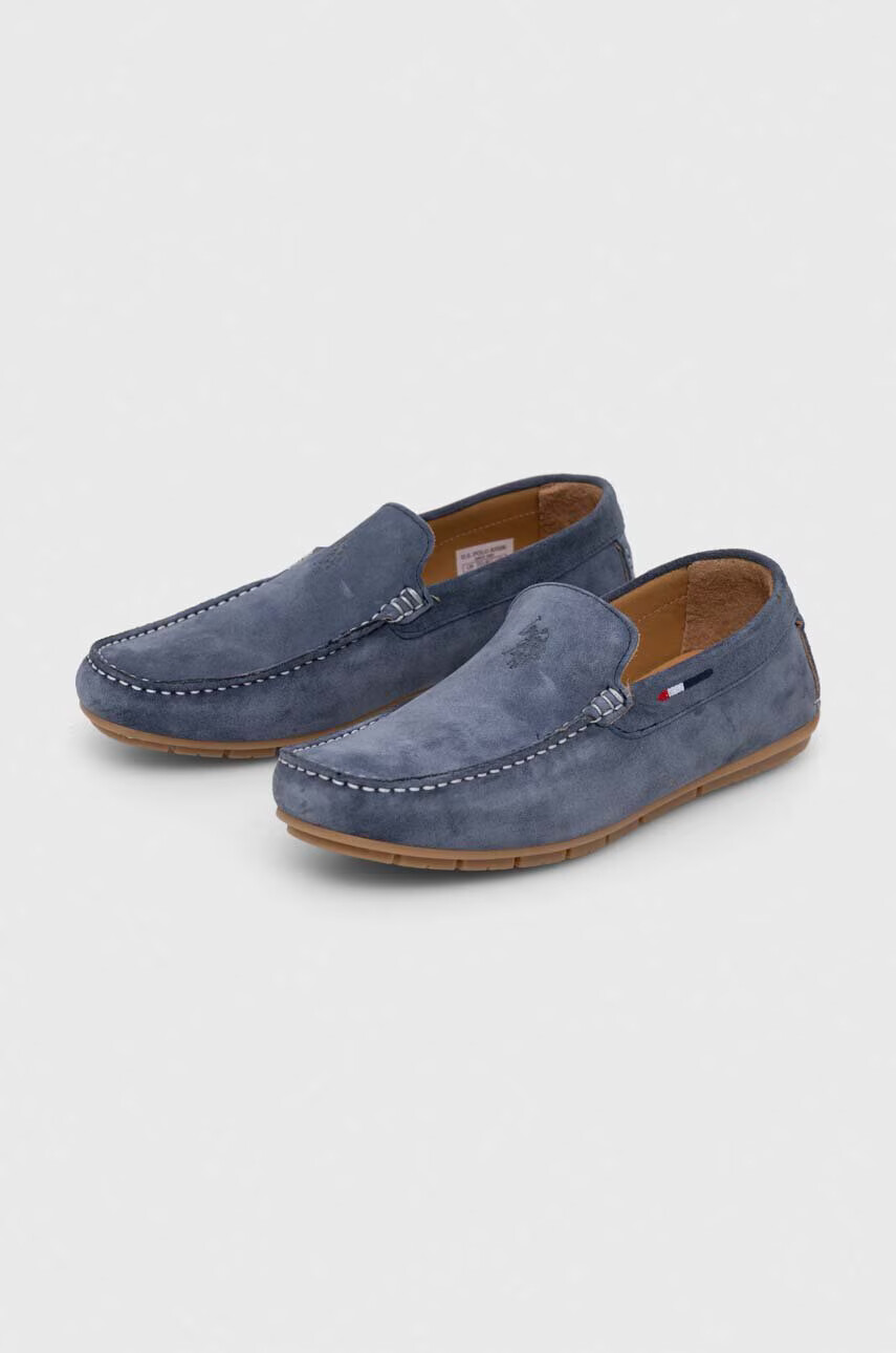 U.S. Polo Assn. Велурени мокасини RIVER в тъмносиньо - Pepit.bg