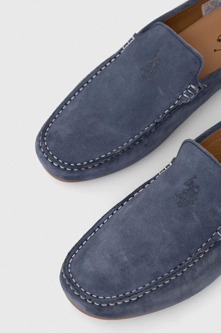 U.S. Polo Assn. Велурени мокасини RIVER в тъмносиньо - Pepit.bg