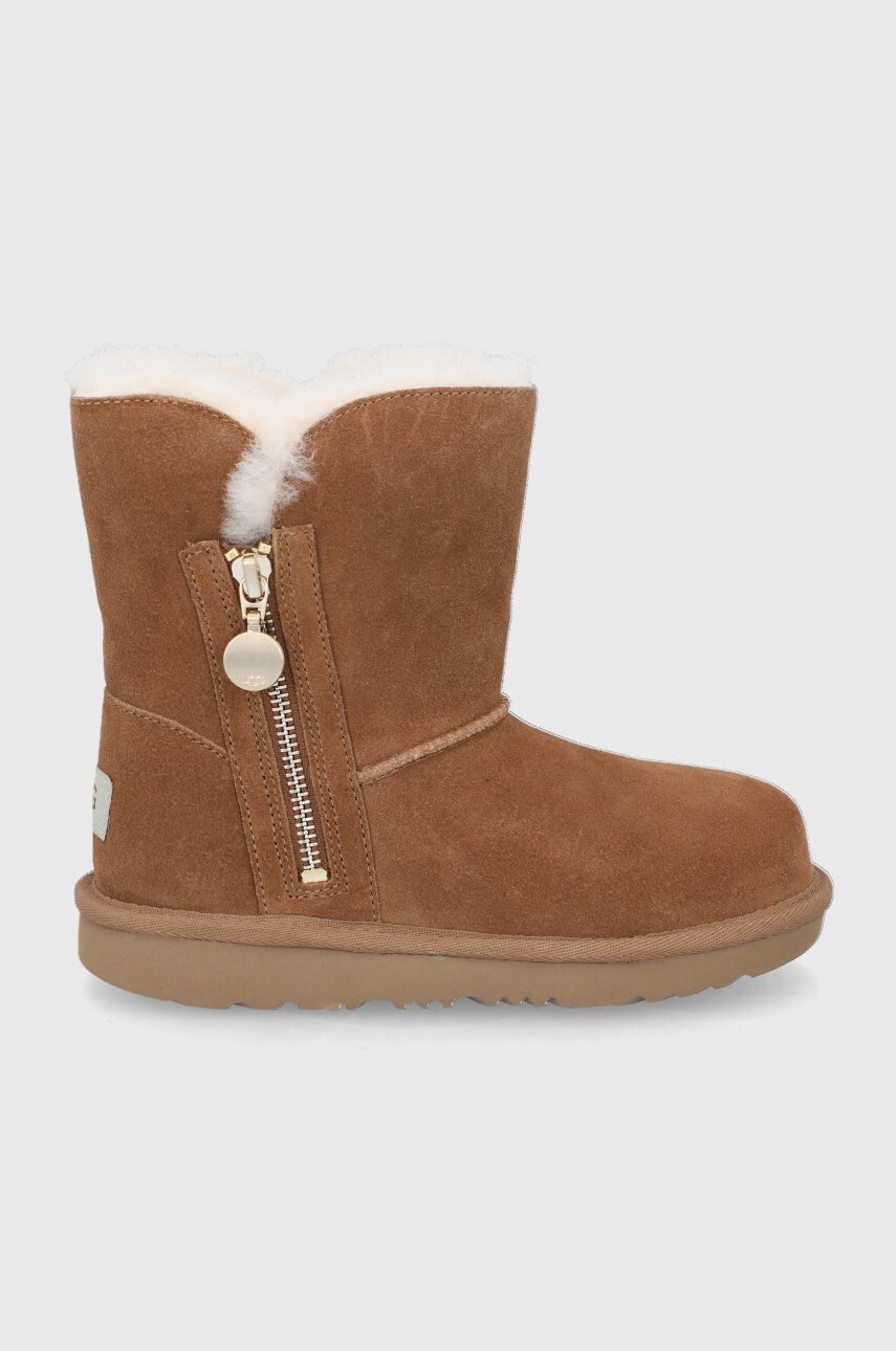 Ugg Детски велурени апрески Bailey Zip Short в кафяво - Pepit.bg