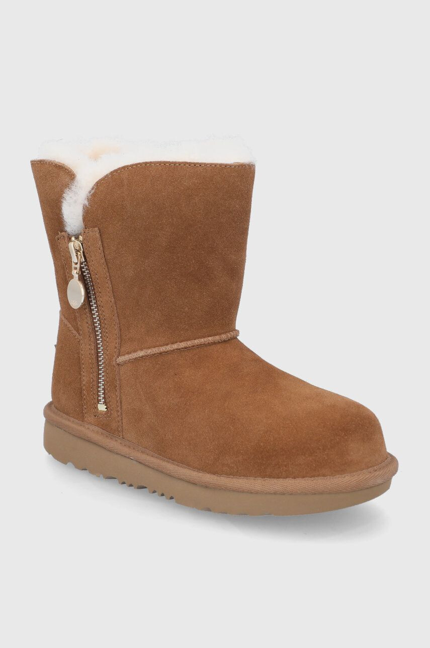 Ugg Детски велурени апрески Bailey Zip Short в кафяво - Pepit.bg