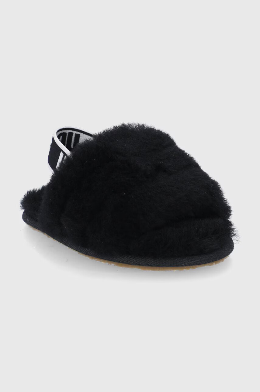 Ugg Детски вълнени пантофи в черно - Pepit.bg