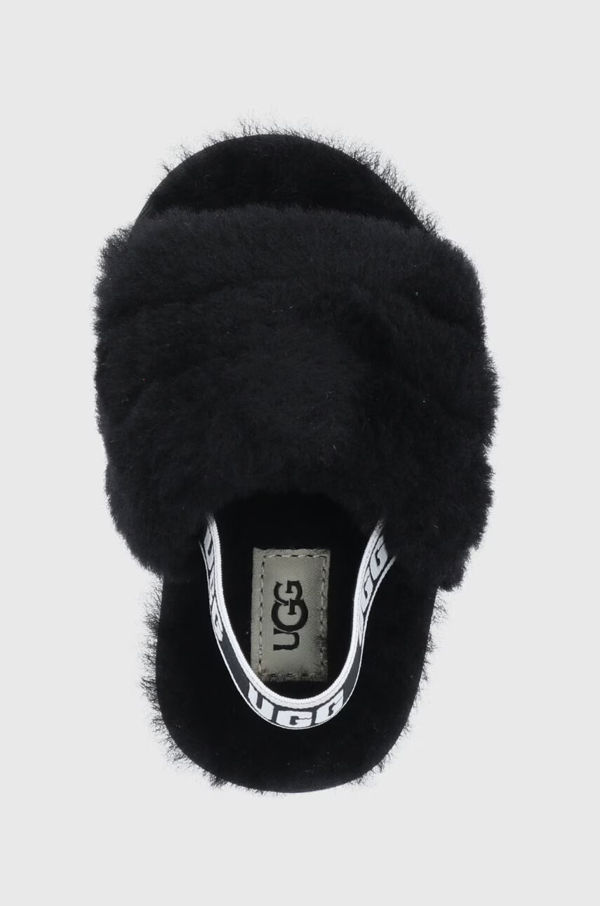 Ugg Детски вълнени пантофи в черно - Pepit.bg