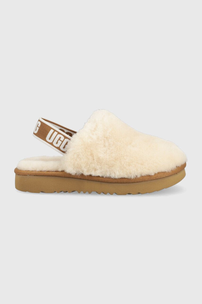 Ugg Детски вълнени пантофи Fluff Yeah Clog в бежово - Pepit.bg