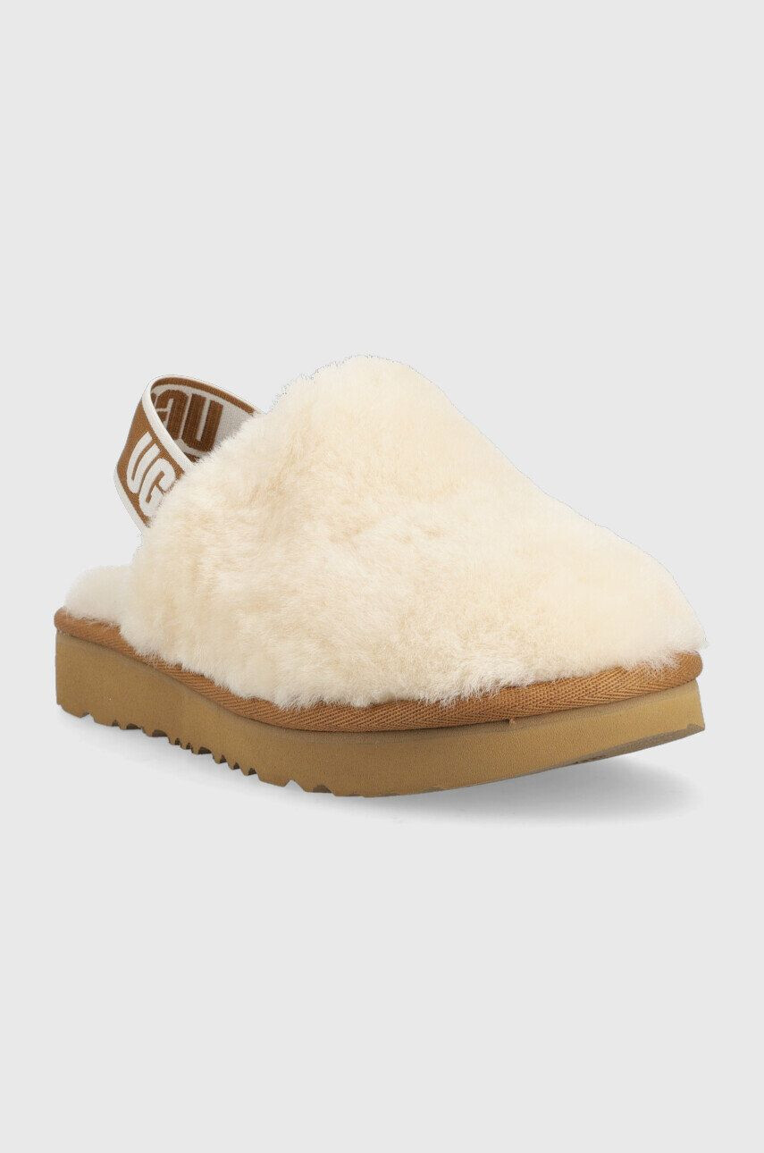 Ugg Детски вълнени пантофи Fluff Yeah Clog в бежово - Pepit.bg