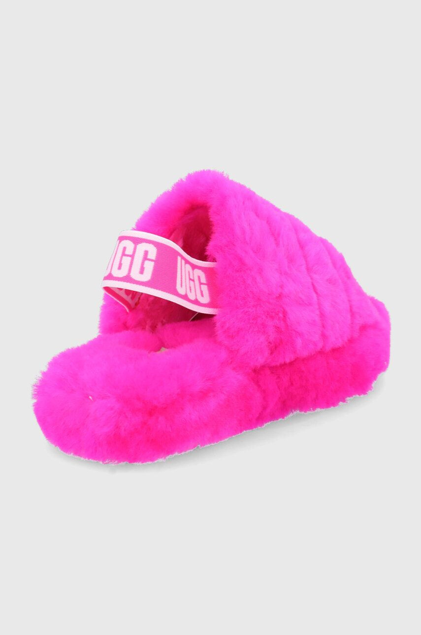 Ugg Детски вълнени пантофи в розово - Pepit.bg