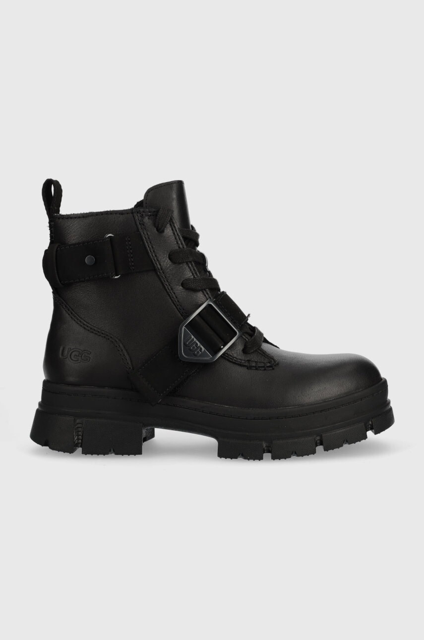 Ugg Кожени боти W Ashton Lace Up в черно с платформа 1130518.BLK - Pepit.bg