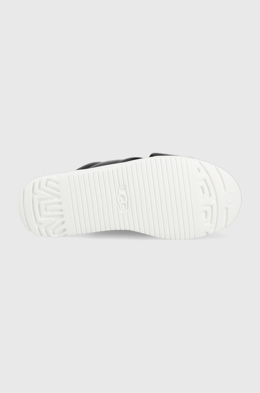 Ugg Кожени чехли Zayne Crossband дамски в черно с платформа - Pepit.bg