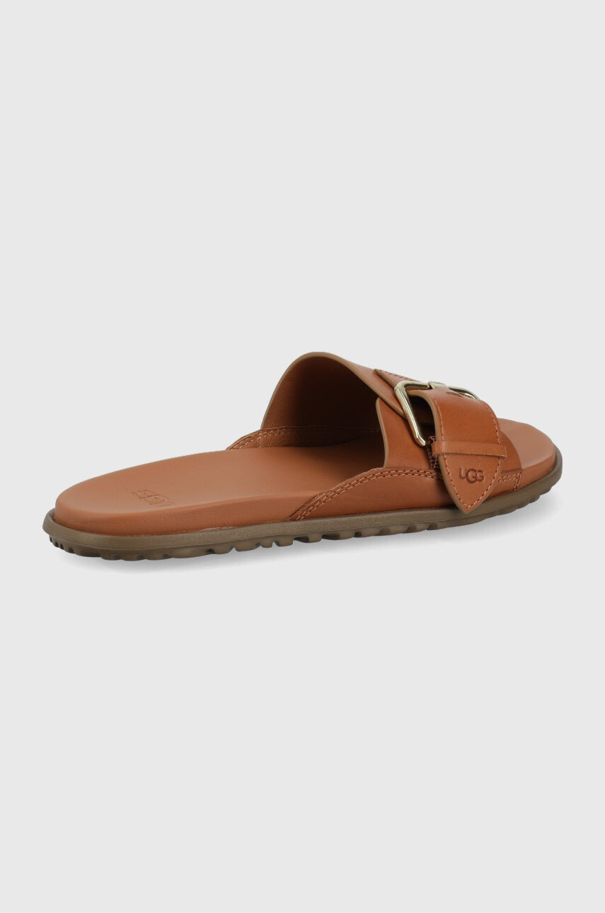 Ugg Кожени чехли Solivan Slide дамски в кафяво - Pepit.bg