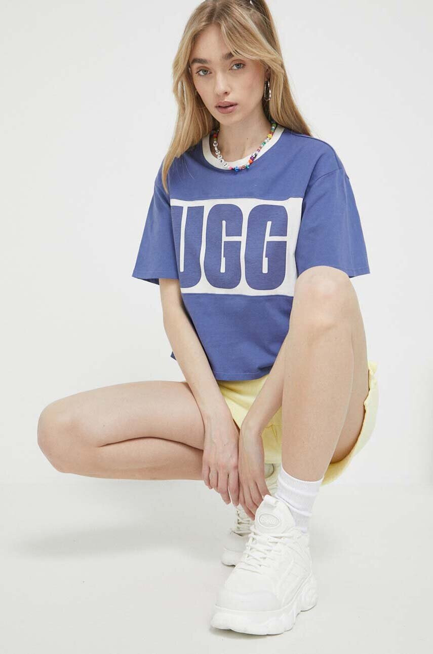 Ugg Памучна тениска в синьо - Pepit.bg