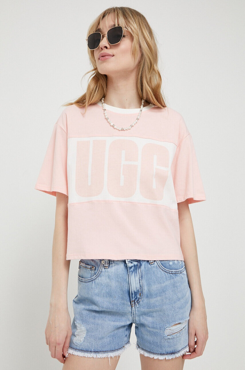 Ugg Памучна тениска в розово - Pepit.bg