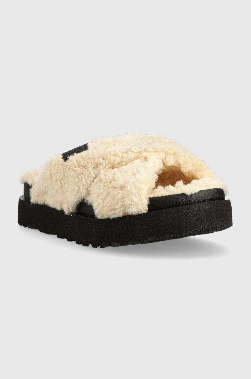 Ugg Пантофи W Fuzz Sugar Cross Slide в бежово - Pepit.bg