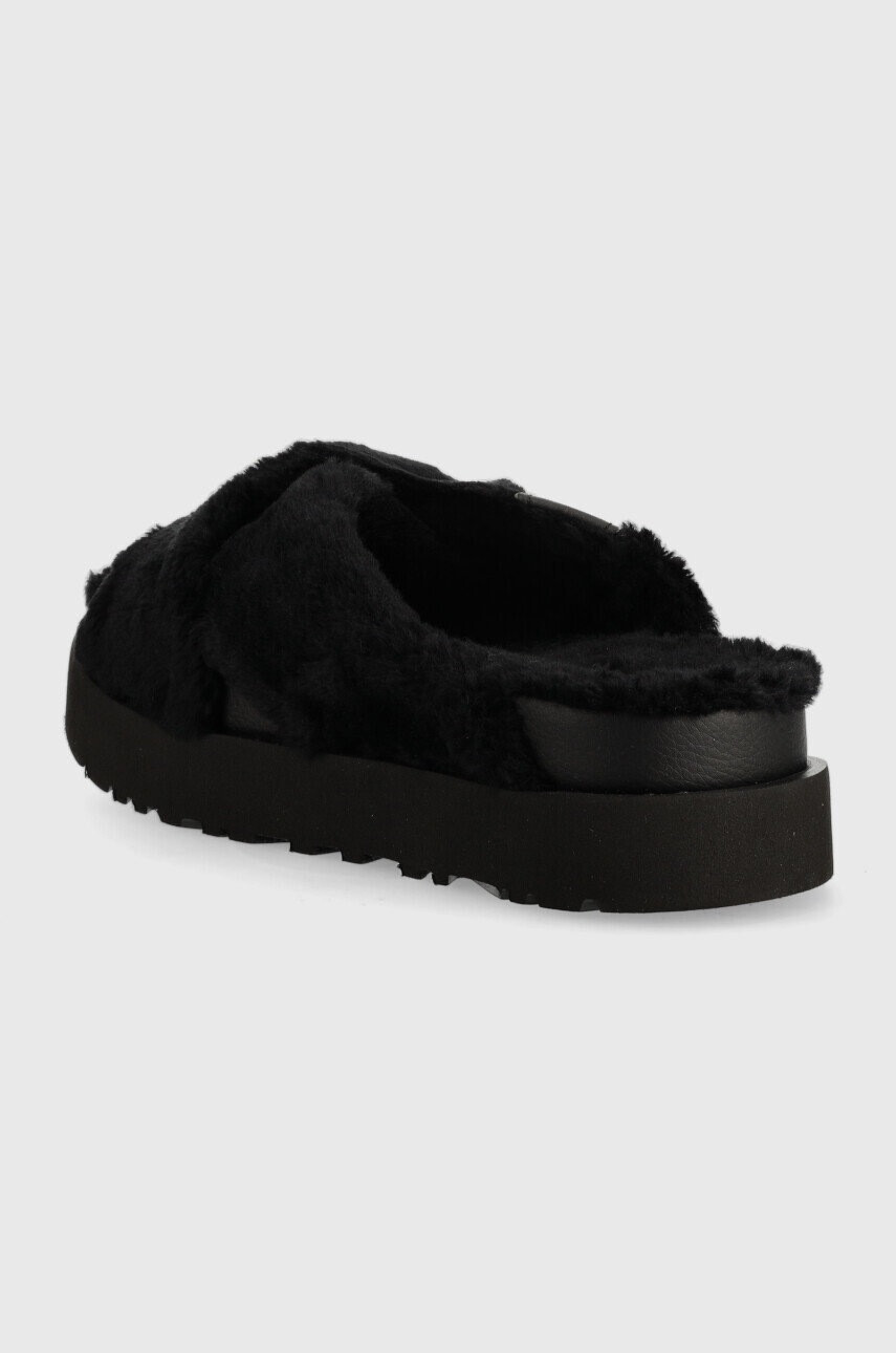 Ugg Пантофи W Fuzz Sugar Cross Slide в черно - Pepit.bg