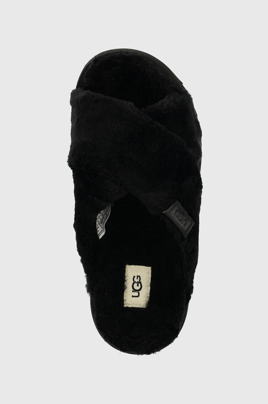 Ugg Пантофи W Fuzz Sugar Cross Slide в черно - Pepit.bg