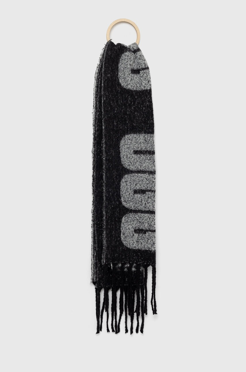 Ugg Шал Woven дамски в черно с десен - Pepit.bg