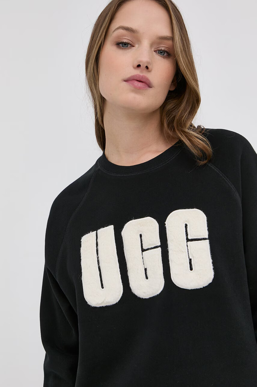 Ugg Суичър дамски в черно с апликация - Pepit.bg