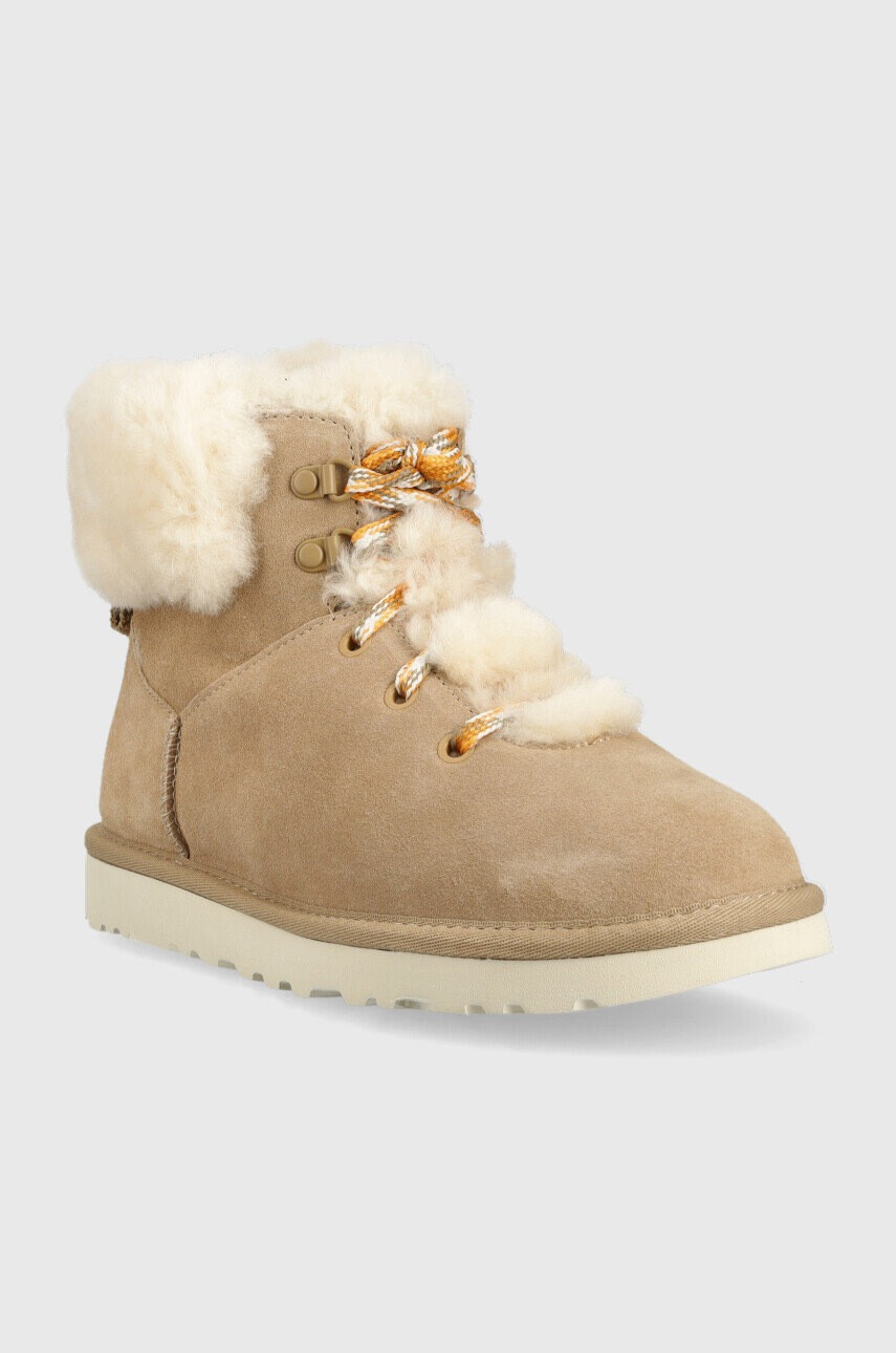 Ugg Велурени апрески W Classic Mini Alpine Lace в бежово - Pepit.bg