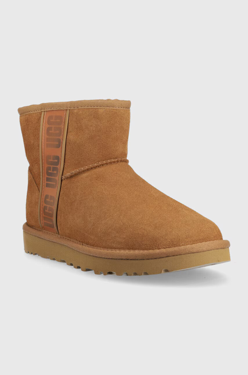 Ugg Велурени апрески W Classic Mini Slide Logo в кафяво 1134962.CHE - Pepit.bg