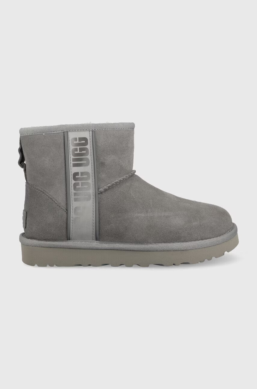 Ugg Велурени апрески W Classic Mini Slide Logo II в сиво - Pepit.bg