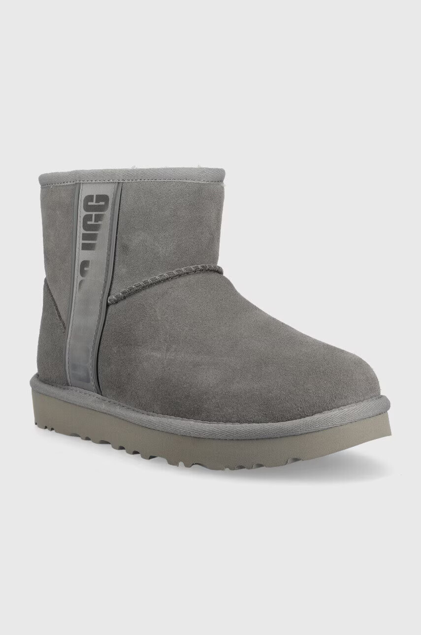 Ugg Велурени апрески W Classic Mini Slide Logo II в сиво - Pepit.bg
