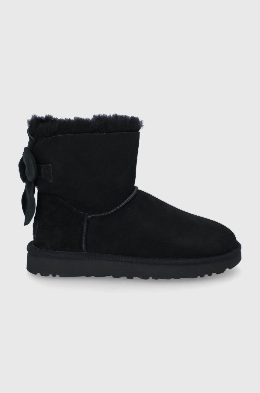 Ugg Велурени боти челси Mini Biley Fluff Bow в черно - Pepit.bg