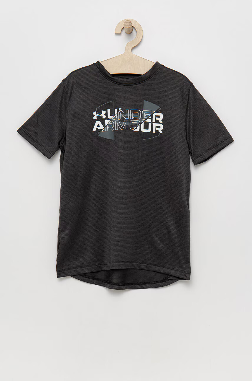 Under Armour Детска тениска 1361777 в черно с принт - Pepit.bg