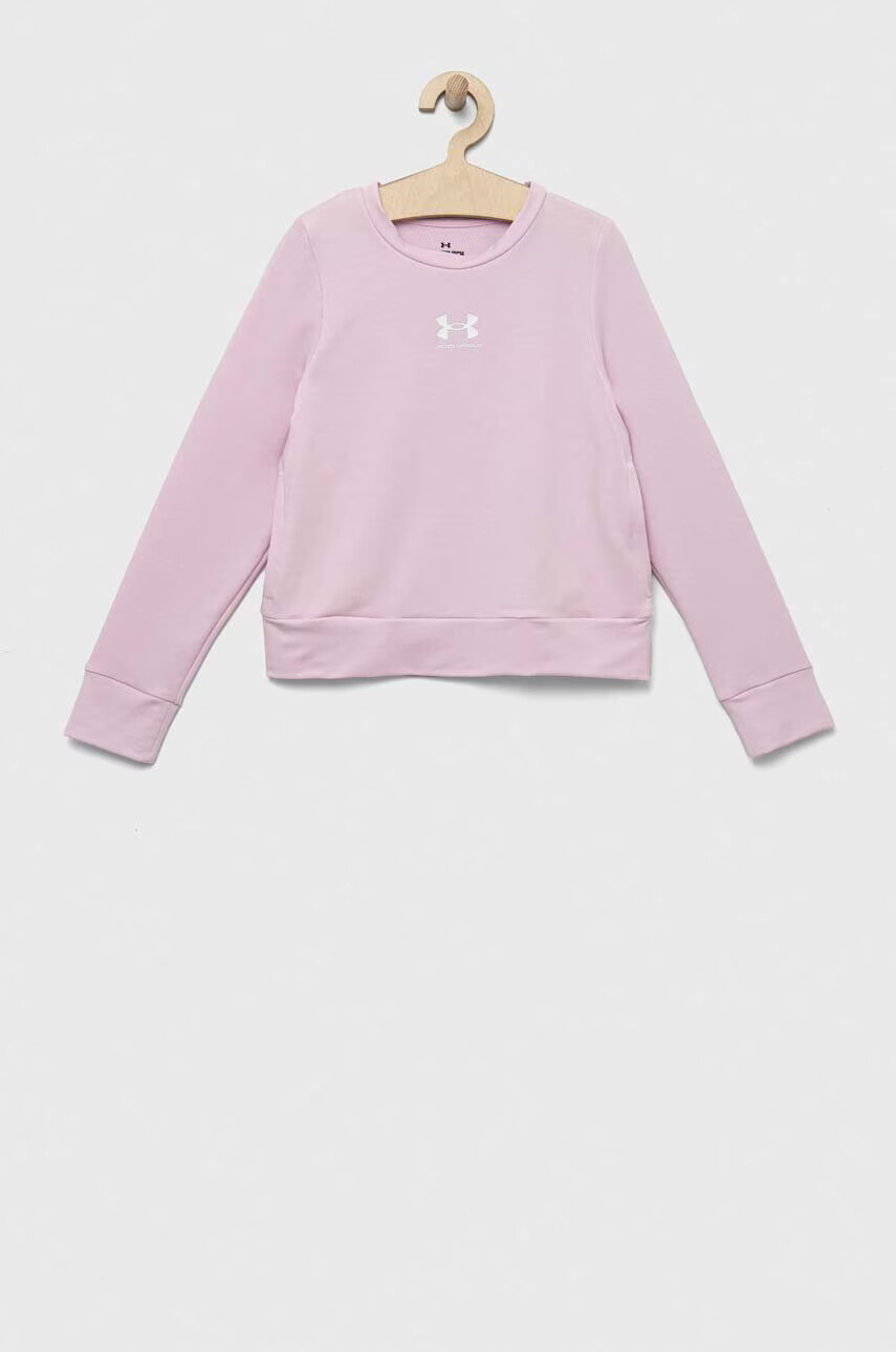 Under Armour Детски суичър в розово с принт - Pepit.bg