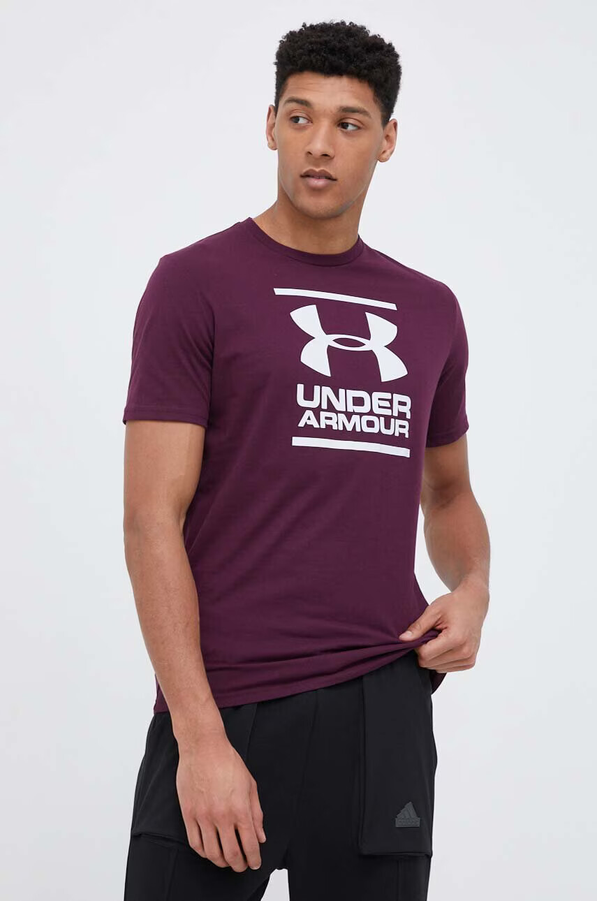 Under Armour Функционална тениска в лилаво с принт - Pepit.bg
