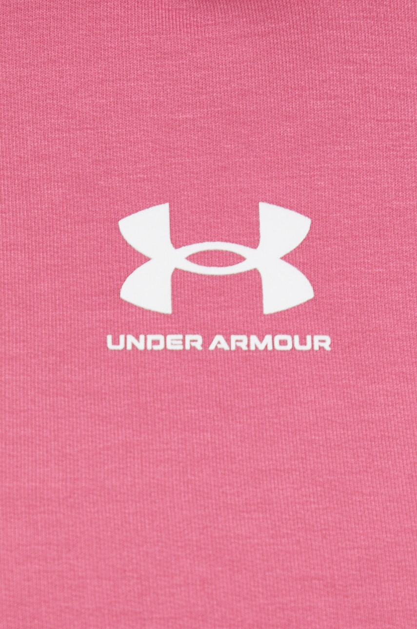 Under Armour Суичър в розово с качулка с принт - Pepit.bg