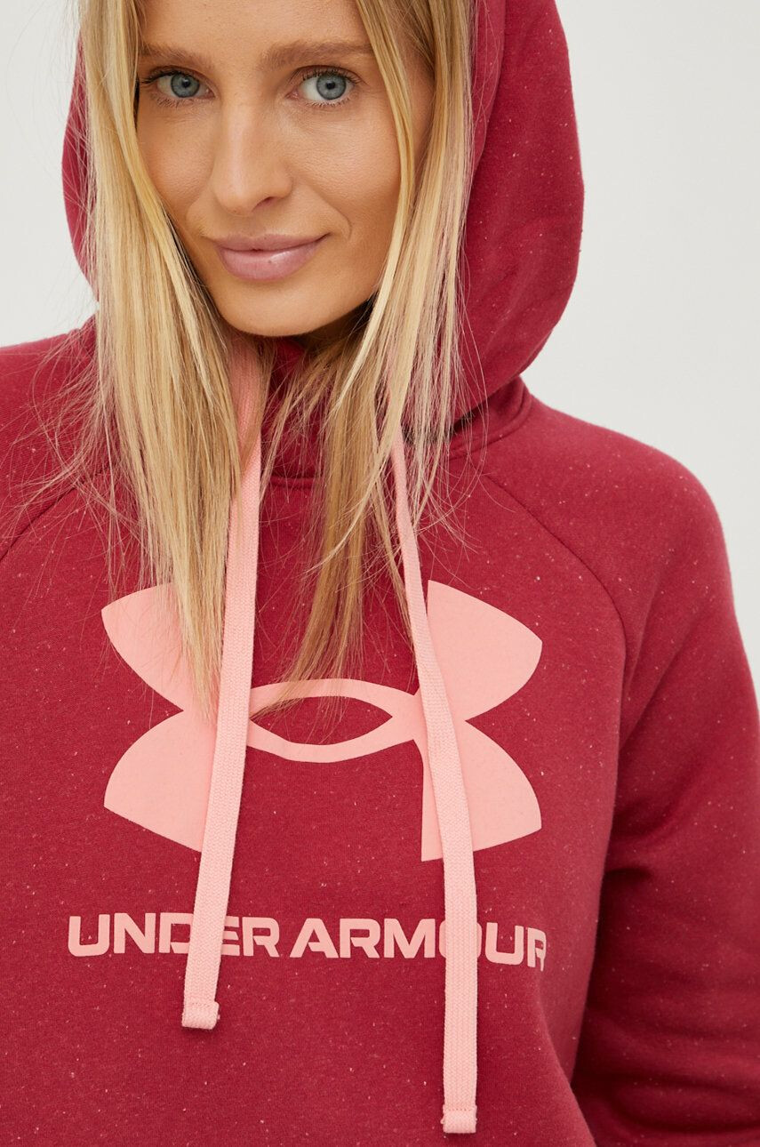 Under Armour Суичър 1356318 дамски в червено с принт - Pepit.bg