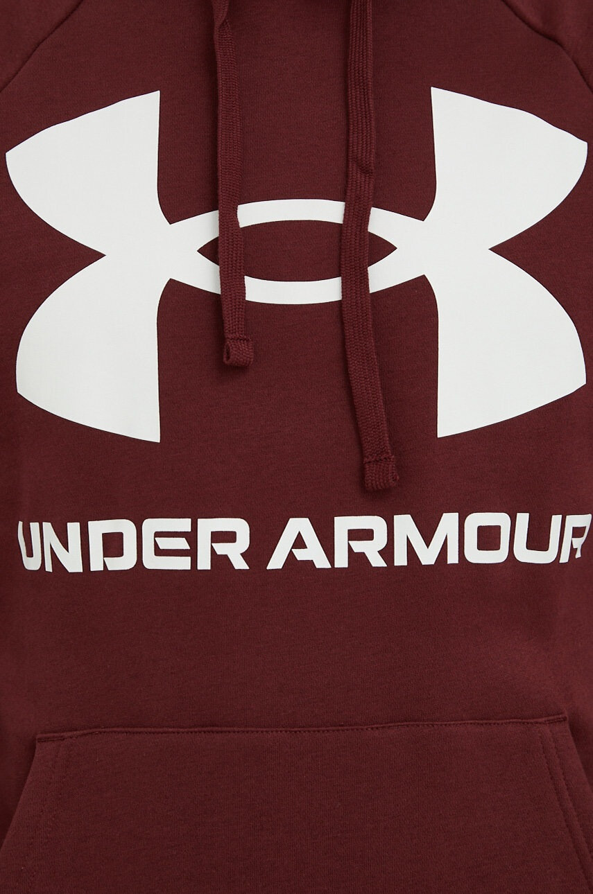 Under Armour Суичър в бордо с качулка с принт - Pepit.bg