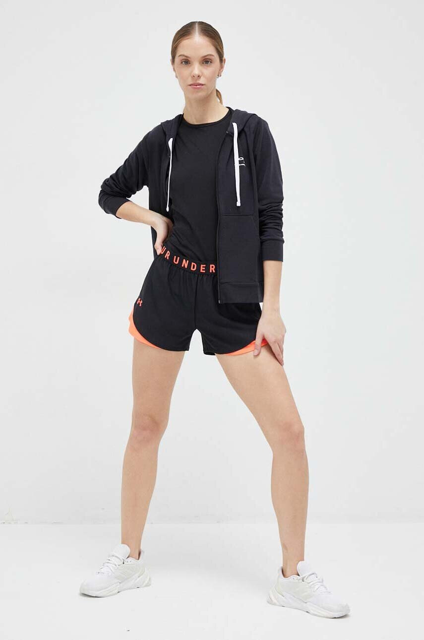 Under Armour Суичър в черно с качулка с принт - Pepit.bg