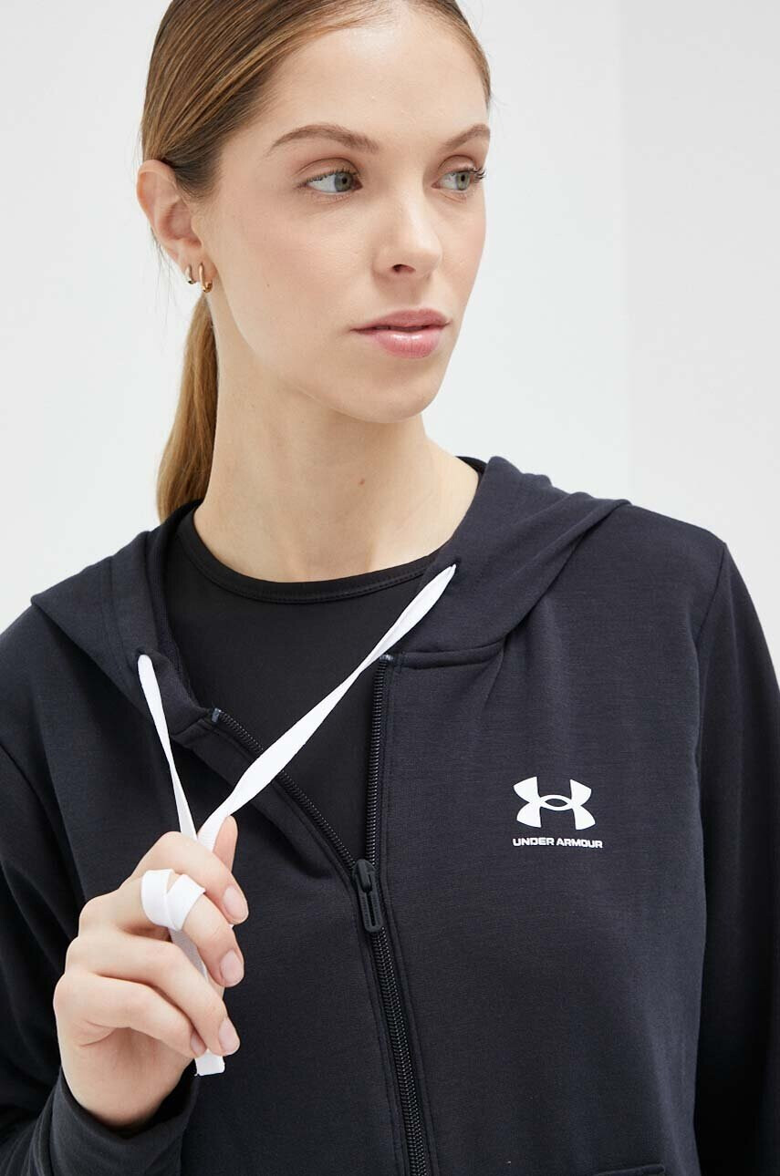 Under Armour Суичър в черно с качулка с принт - Pepit.bg