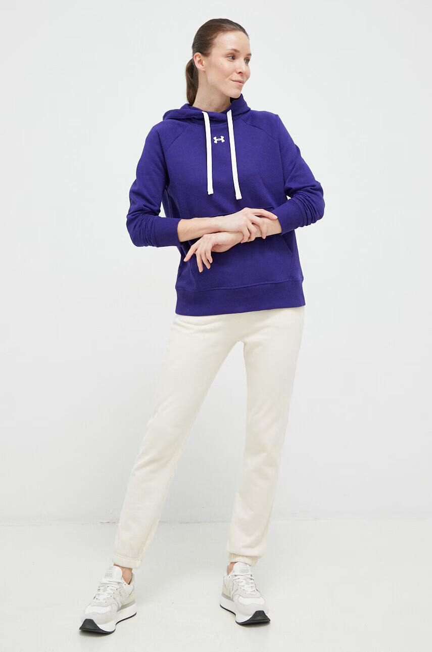 Under Armour Суичър в лилаво с качулка с изчистен дизайн - Pepit.bg